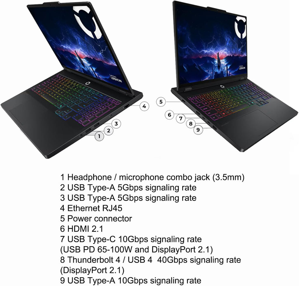 Lenovo Legion Pro 5 Gaming AI Laptop 16' WQXGA 2560x1600 OLED 165Hz Intel 24-core Ultra 9 275HX 32GB RAM 2TB SSD GeForce RTX 5070 DLSS4 (Up to 798 AI Tops) RGB Backlit Harman Wi-Fi7 Win11Pro ICP Hub