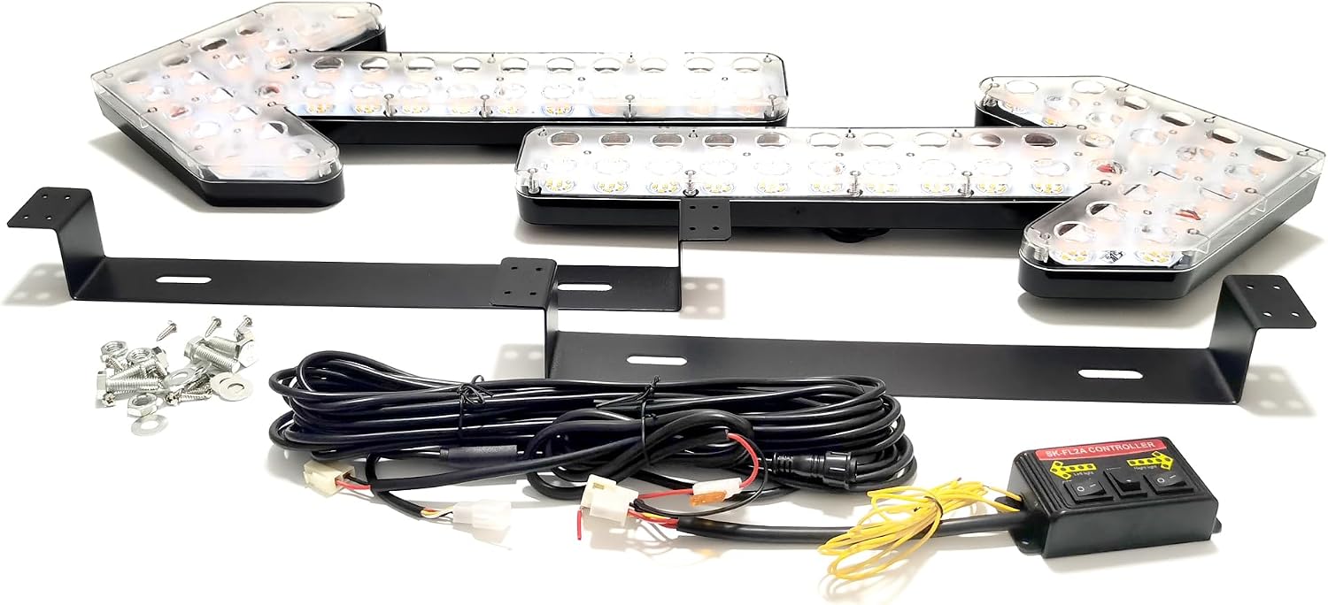 CFLMYYXGS 640 LED Arrow Signal Light Bar 12V-24V Waterproof Amber Strobe for Construction Vehicles Sweepers Water Carts Wreckers High-Intensity Double-Layer PCB Left+Right Arrows with Control Box