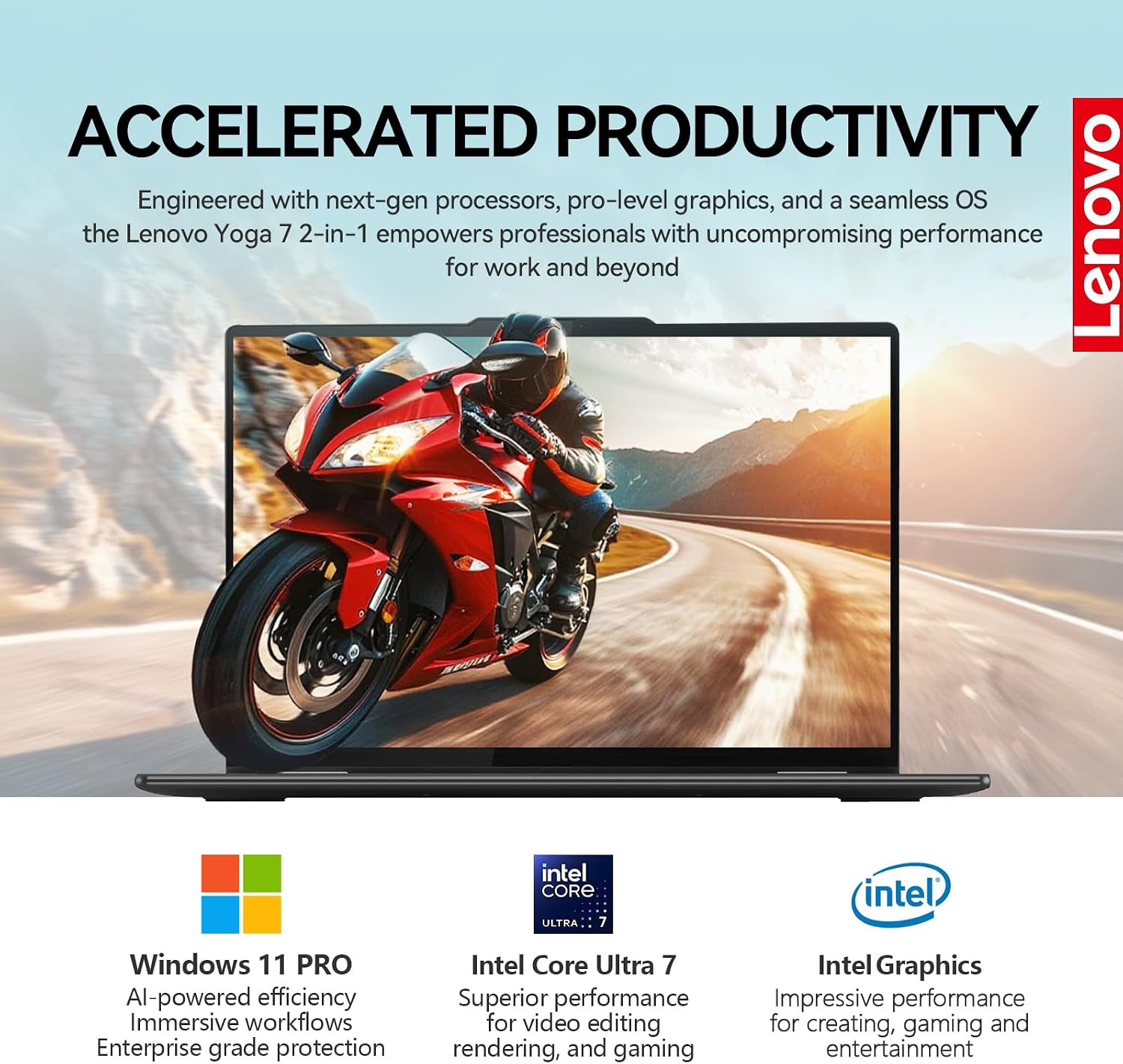 Lenovo 2025 Yoga 7 2 in 1 Laptop Touchscreen, 16' FHD+ 360 Foldable Touch Screen Convertible, Intel 12-Core Ultra 7, Windows 11 Pro|Backlit 10-Key|FP|16GB DDR5 RAM 1TB SSD+512GB PSSD