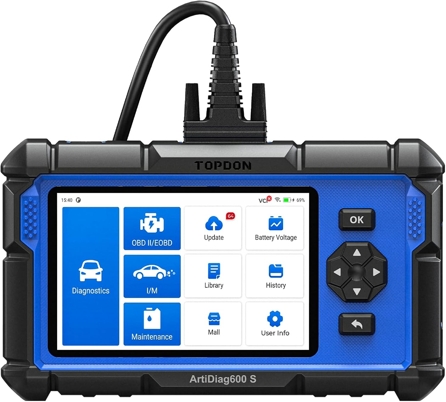 OBD2 Scanner TOPDON AD600S Scan Tool, Code Reader, Diagnostics Scanner for ABS/SRS/AT/Engine, 9 Reset Services, CAN-FD, Oil/Brake/BMS/SAS/DPF/TPMS/ETS Reset/ABS Bleeding/Injector Coding, Free Upgrade