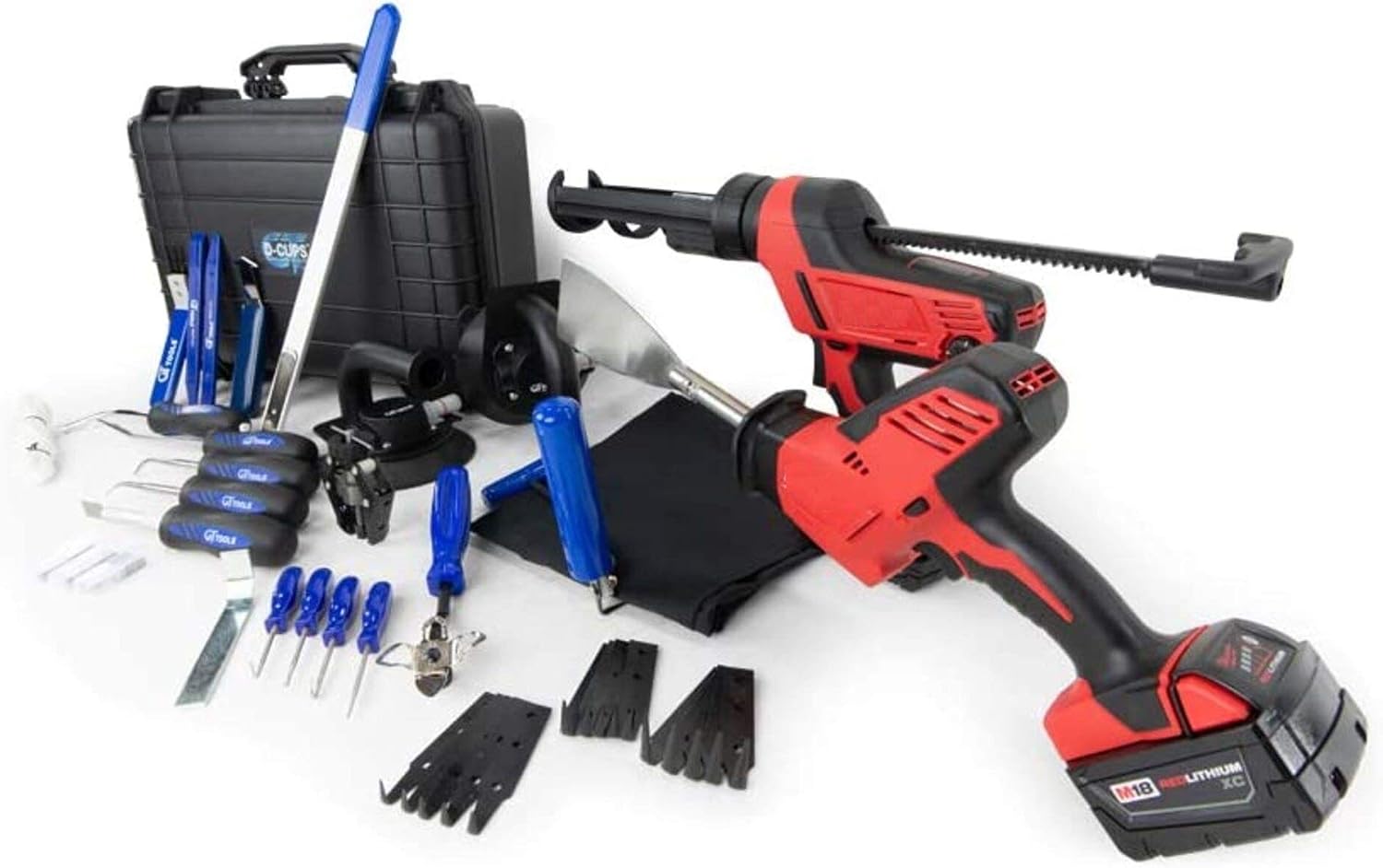Complete Windshield Removal Tool Kit by GT Tools - Includes Standard and Specialty Tools for Easy Windshield Removal, Milwaukee Edition 18V caulking Gun
