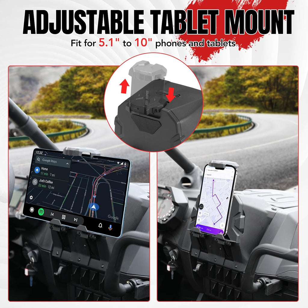 A & UTV PRO Tablet Holder& Center Console Dashboard Storage Box for 2020 2021 2022 2023 2024 Polaris RZR PRO XP/XP4, 2022 2023 RZR PRO R/Turbo R, GPS Phone Ipad Mount Holder Organizer Tray Accessories