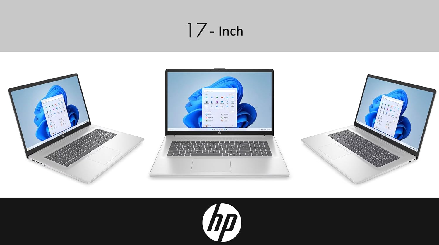 HP 17 Everyday Value Laptop 17.3' IPS FHD Display (AMD Ryzen 5 7520U, 8GB LPDDR5, 1TB PCIe SSD, AMD Radeon, WiFi 6, Webcam, Bluetooth 5.3, Win 11 Pro) w/DKZ USB Port Expander