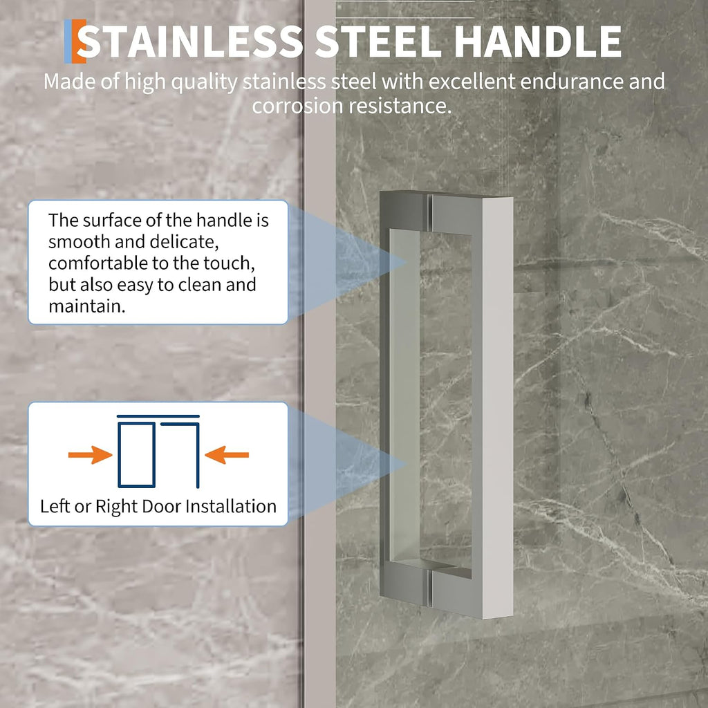 Framed Sliding Shower Door 56–60 Inch W x 72 Inch H – Double Sliding Glass Shower Enclosure with 6mm Tempered Glass, Easy-Clean Coating & Aluminum Alloy Frame, Brushed Nickel for Main Bathroom