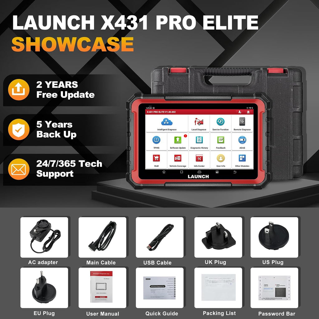 LAUNCH X431 PRO Elite 2026 New Bidirectional Scan Tool, 38+ Services, ECU Code, All-in-One Full System Diagnostic Scanner with CANFD & DoIP,FCA AutoAuth,V.A.G Guide,2 Years Free Update