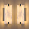 2 Pack 2 Light Square 12.75' Alabaster Marble Bathroom Wall Sconce Modern Concise Style Wall Light Fixture,Dark Gray Finish for Bedroom Hallway Bedside