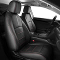 Seat Covers for Honda Civic Sedan EX-L, EX-T, EX, Touring, Sport 2016-2021, Faux Leather Car Seats Cover Full Set Waterproof Black Red Line (60/40 Split Seatback-with Rear Armrest)