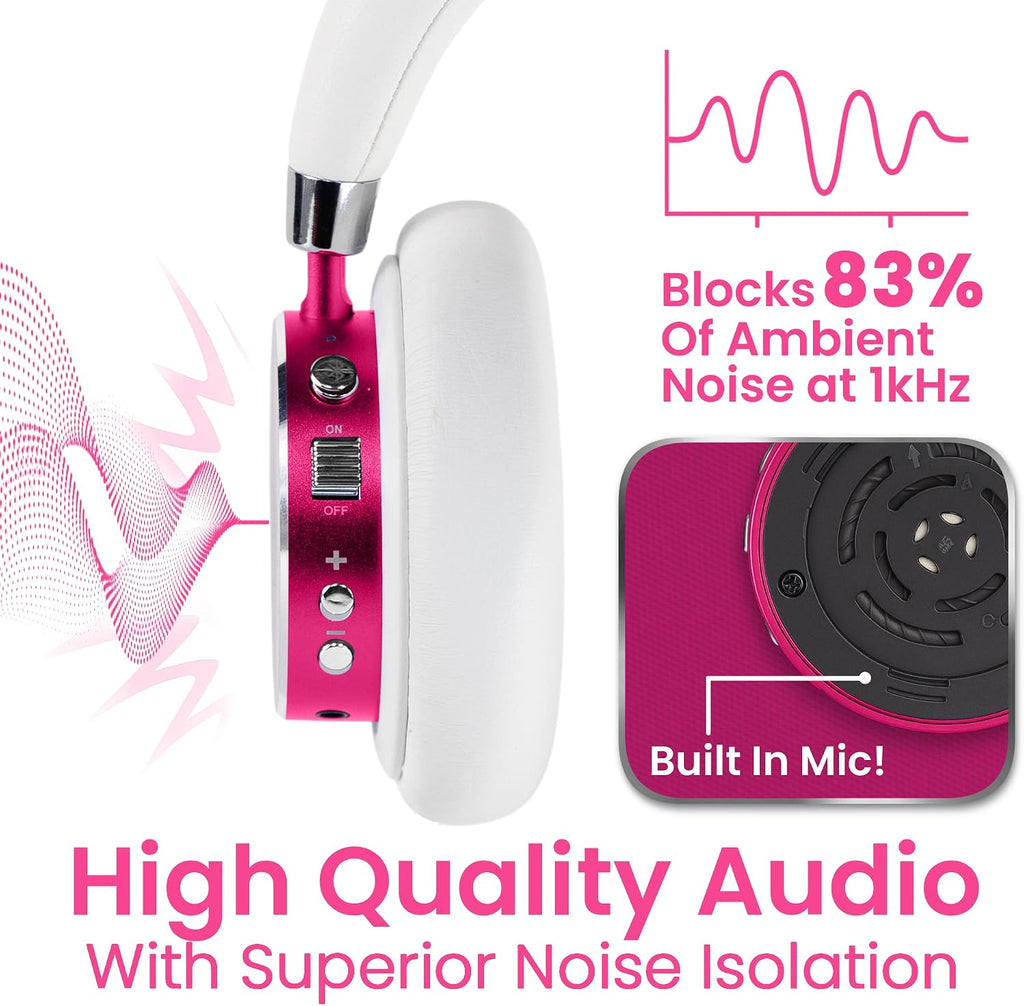 Puro Sound Labs BT2200 Plus Volume Limited Headphones for Kids, Bluetooth, Studio-Grade Audio, Over-Ear & Comfy Design, 20-Hr Battery Life, Easy to Connect Wireless Headphones for Kids, Purple & Pink