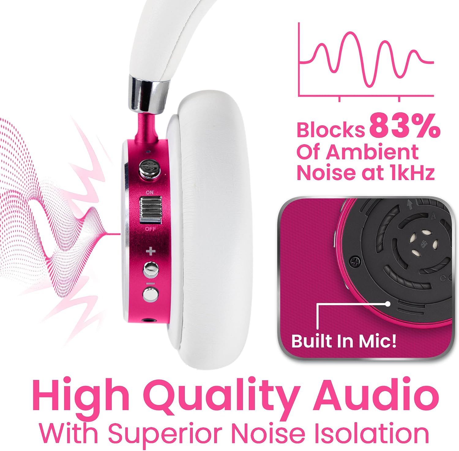 Puro Sound Labs BT2200 Plus Volume Limited Headphones for Kids, Bluetooth, Studio-Grade Audio, Over-Ear & Comfy Design, 20-Hr Battery Life, Easy to Connect Wireless Headphones for Kids, Purple & Pink