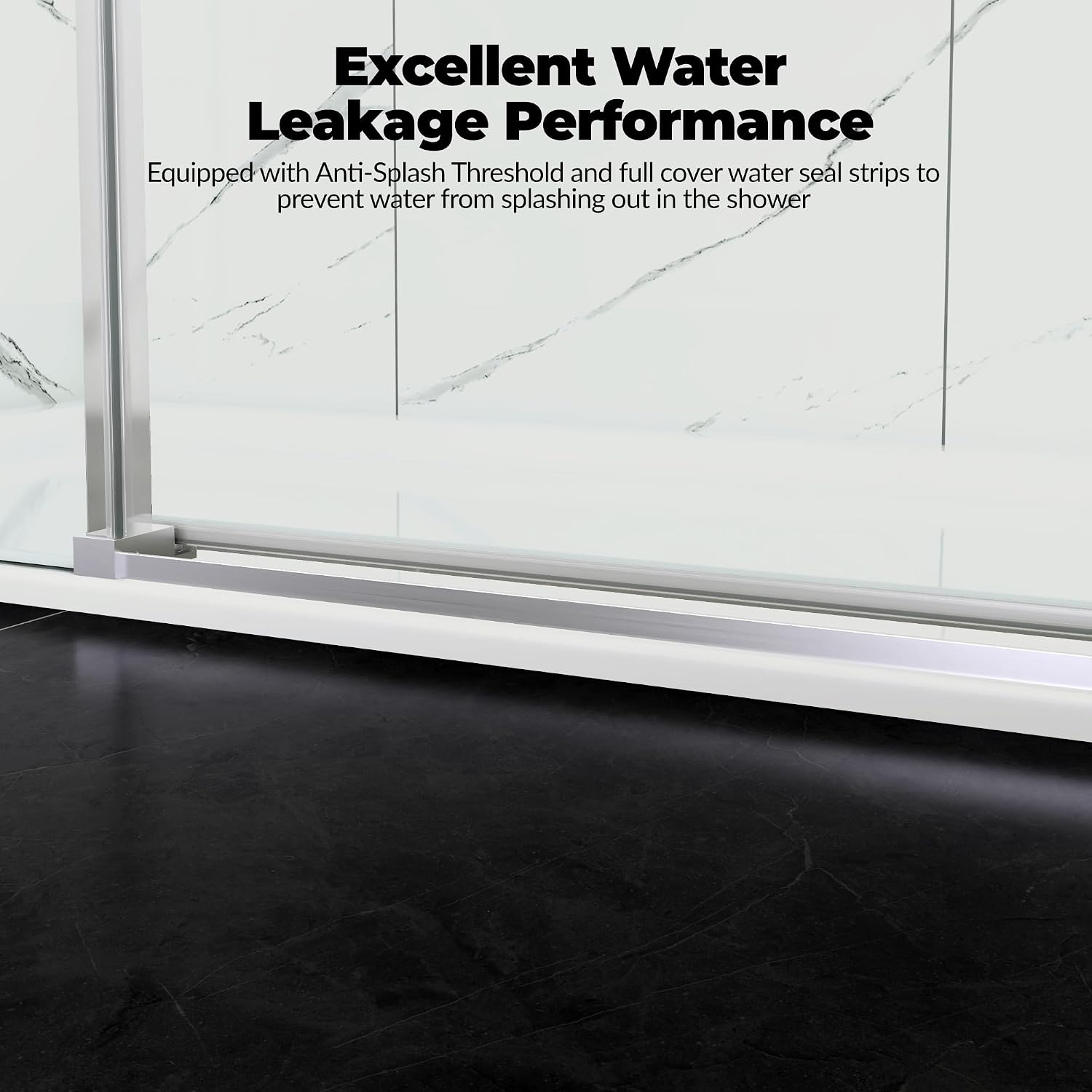 Sliding Shower Door 56–60 inch W× 76 inch H, Frameless Glass Shower Door with Square Stainless Steel Track and 55mm Rollers, 6mm Tempered Glass, Modern Sliding Shower Doors for Bathroom Remodeling