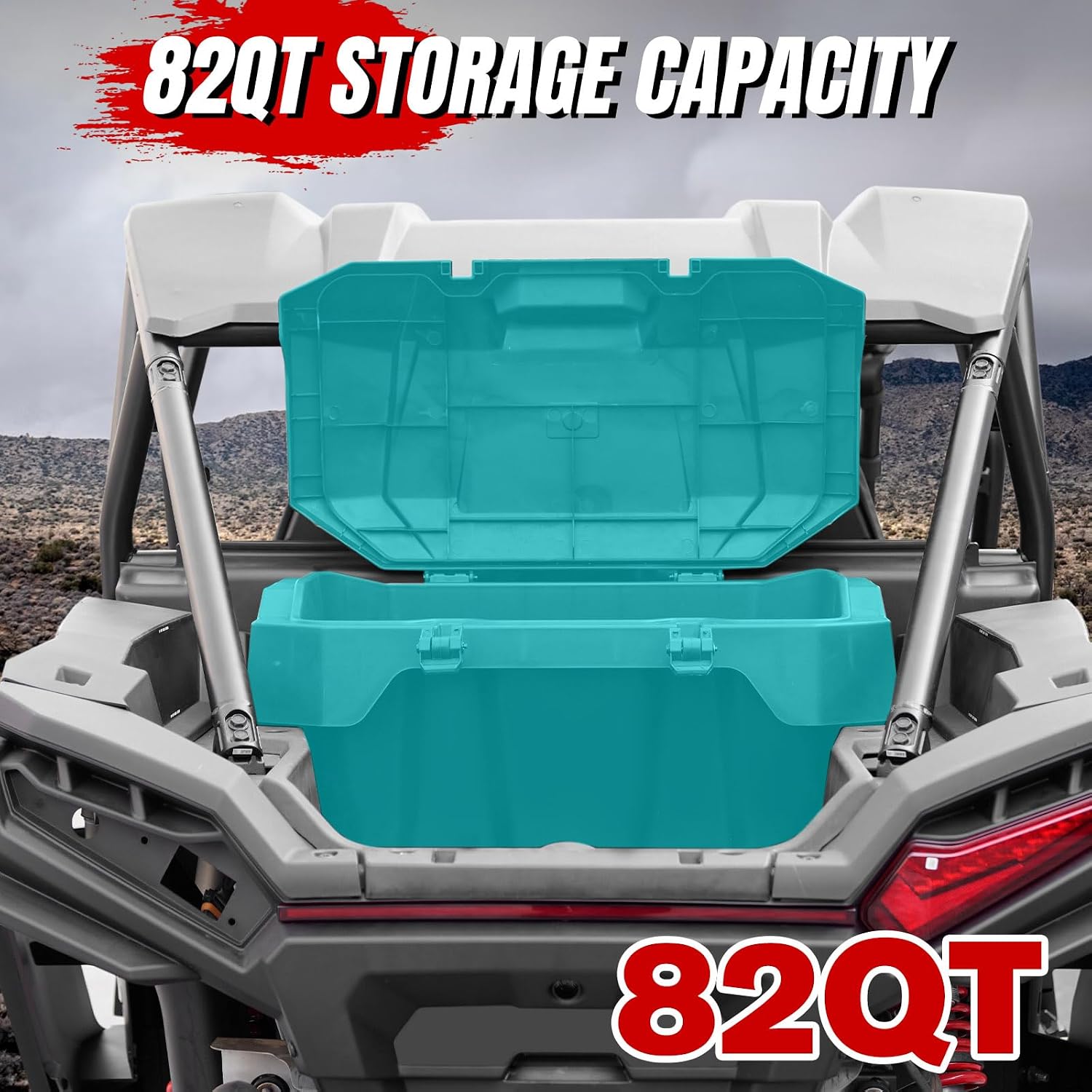 A & UTV PRO 82 QT UTV Rear Cargo Box for 2024-2026 Polaris RZR XP 1000 Accessories, Water Resistant Cargo Storage Bin with Two Lockable Latches for Polaris RZR XP 1000/ XP 4 1000, Replace OEM #2889611