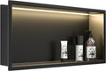 Stainless Steel Led Shower Niche Black 24' X 12' No Tile Needed | Recessed shower niche,IP66 waterproof,Led driver included,horizontal niche,non-dimmable,3000K warm light,bathroom storage