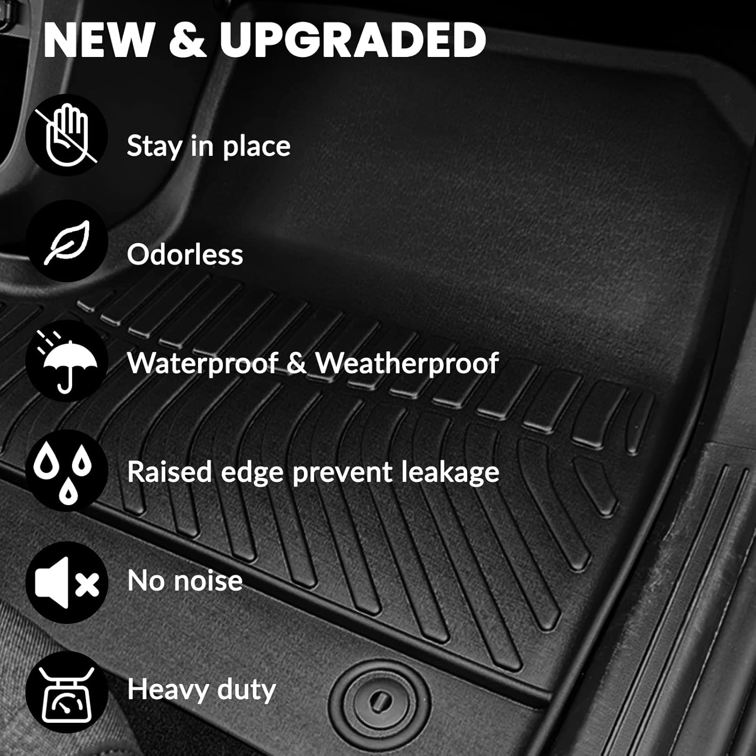 Auxko All Weather Floor Mats Cargo Mat with Backrest Mat for Honda Passport 2026 TPE Liners All Season Accessories Guard Odorless Anti-Slip Floor Liners Trunk Tray with Back Seat Protectors
