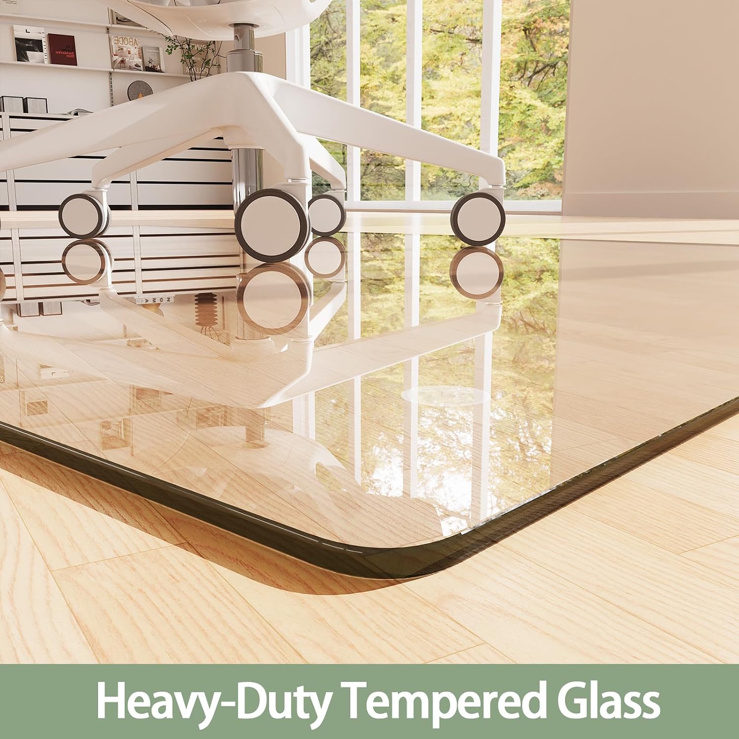 Tempered Glass Chair Mat 72'x48' – Ultra-Clear Office Chair Mat for Hardwood Floors & Low-Pile Carpets – Heavy-Duty 0.2' Scratch-Resistant Surface with Non-Slip Pads – Supports 1,000 lbs