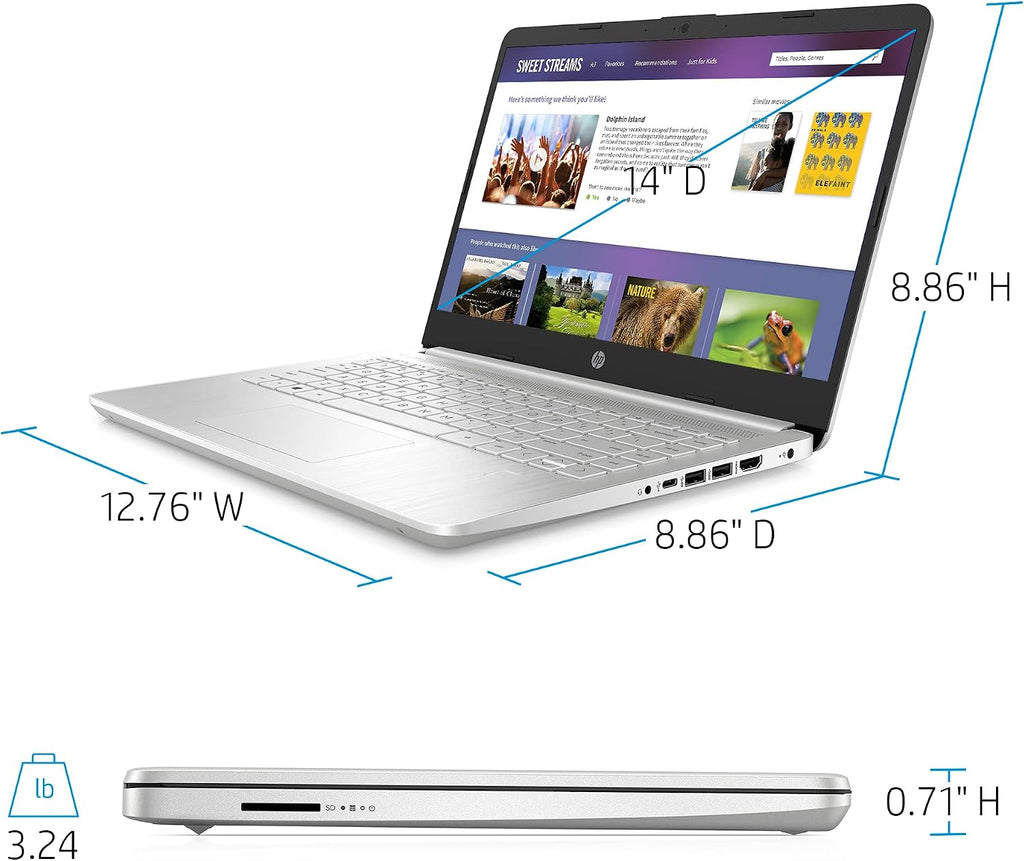 2021 Premium HP 14.0' FHD(1980x1080) Laptop Computer, Inter Core i3-1115G4 up to 4.1GHz, 4GB DDR, 256GB SSD, Wi-Fi and Bluetooth, Windows 10 Home S with Writing pad and Stylus