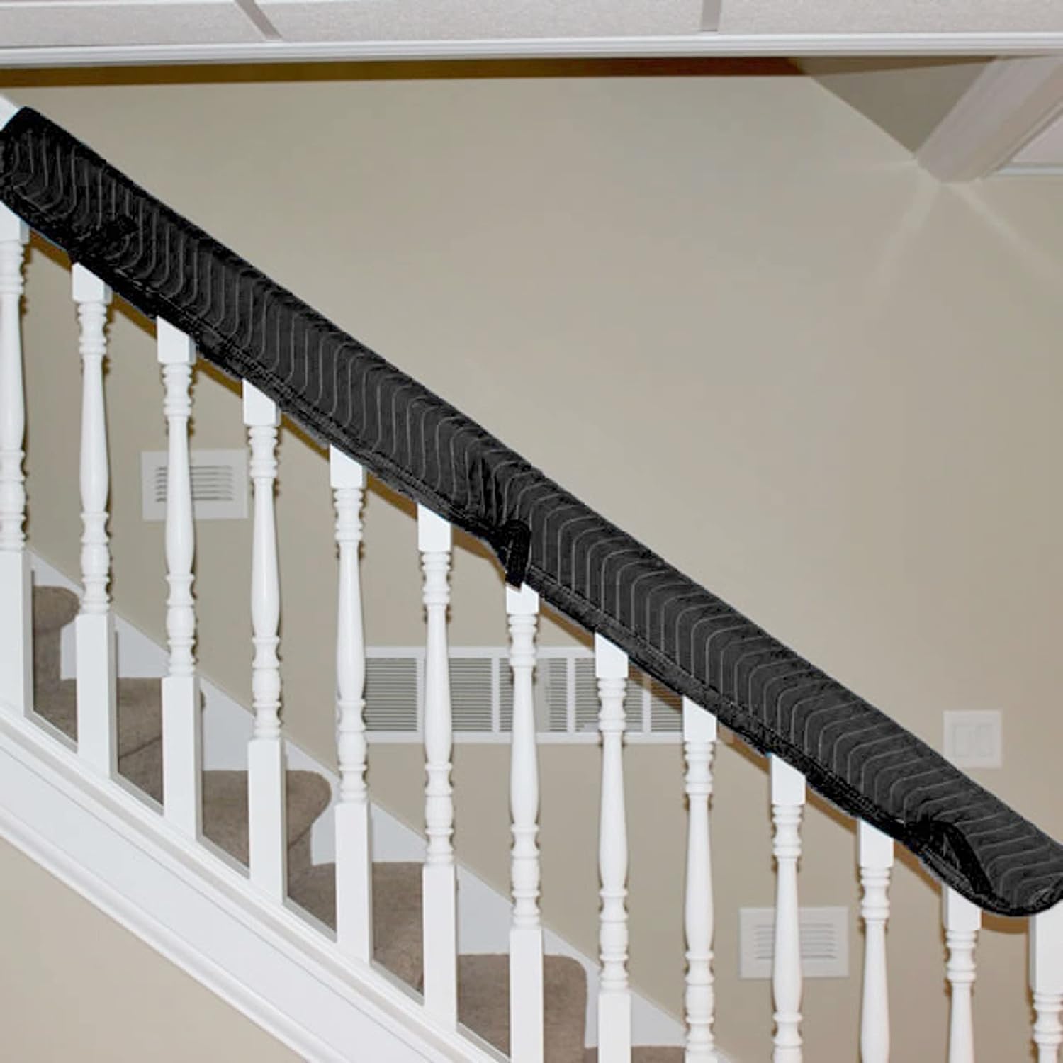 US Cargo Control Quilted Banister Covers 72' x 13' (12-Pack), Quilted Railing Cover with Hook and Loop Straps, Padded Cotton/Polyester Quilted Furniture Pad for Moving, Reusable Banister Wrap