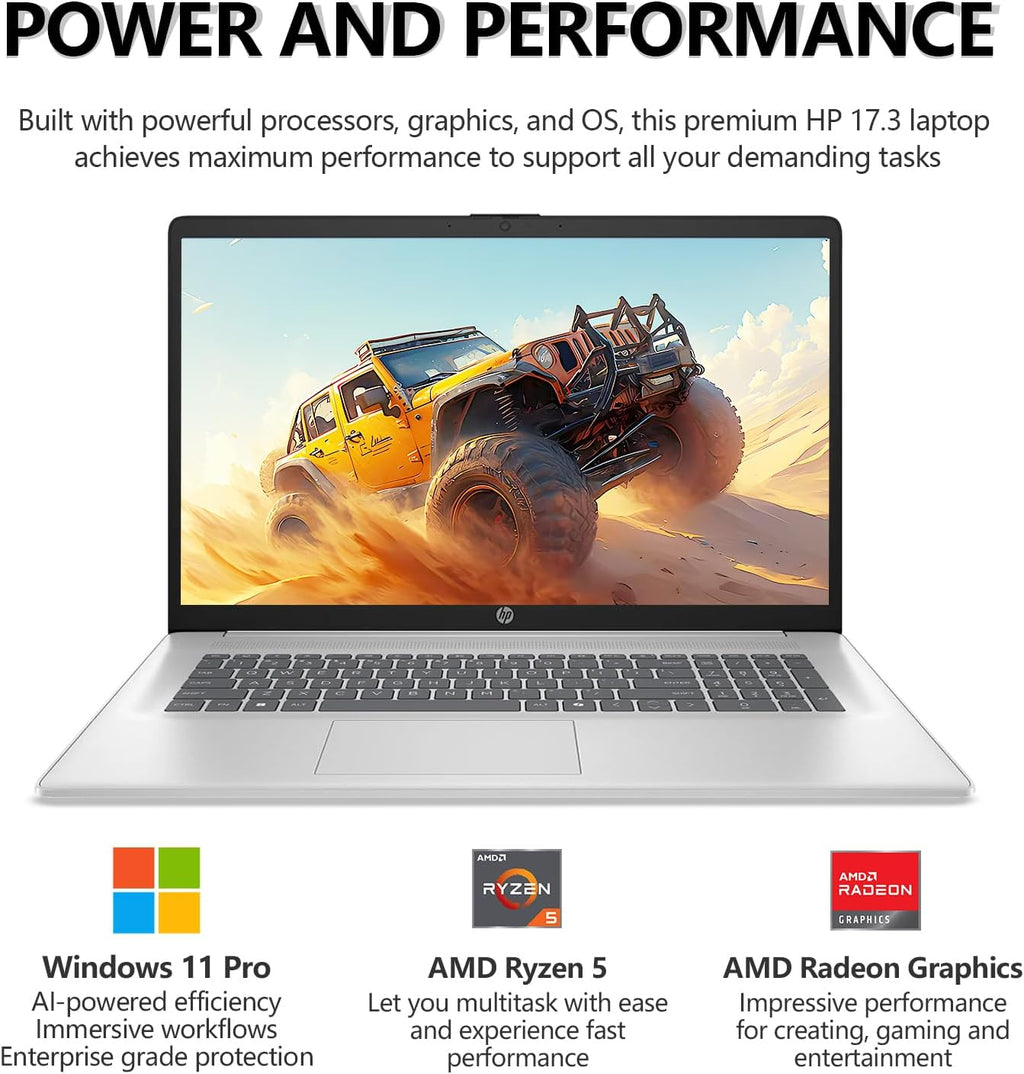 HP 17 Inch Touchscreen Laptop Computer, 17.3' HD+ Touch Screen Business Laptop, AMD Ryzen 5 (6-Cores), 32GB RAM 1TB SSD, Windows 11 Pro, 10-Key Number Pad