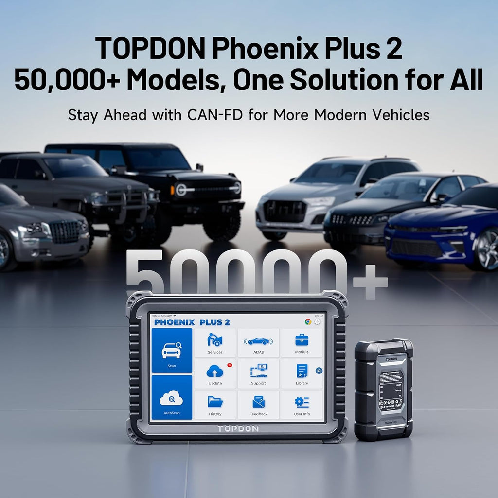 TOPDON Phoenix Plus 2, OE-Level TOPDON Scanner, Advanced Online ECU Coding & Configuration Flashing, Bidirectional Scan Tool with Topology Map, CANFD, 42+ Services, FCA AutoAuth, 2 Years Free Update