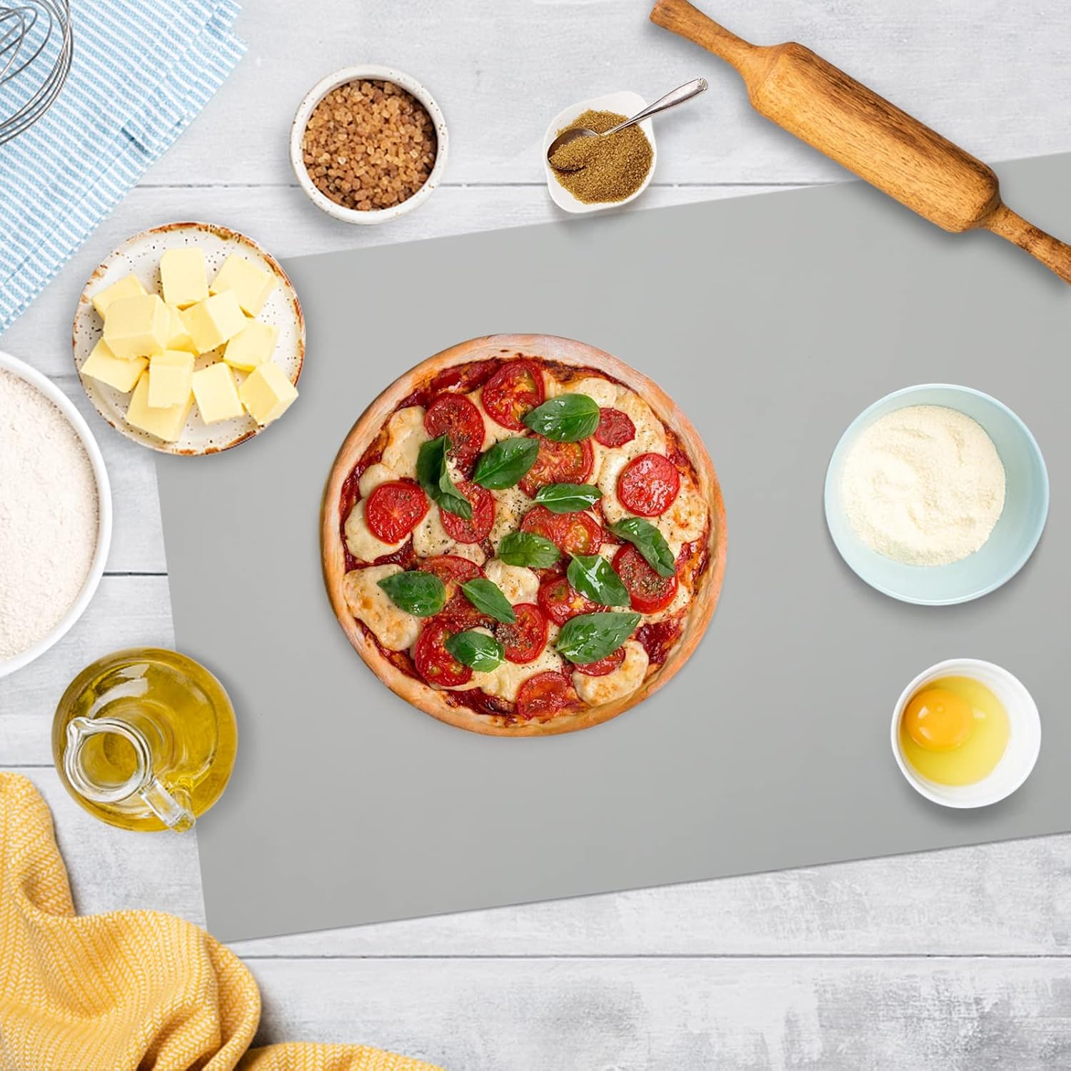 Extra Large Silicone Mat,Silicone Mats for Kitchen Counter Island Dinner Table Countertop Protector Heat Resistant Mat (120' x 48', Grey)