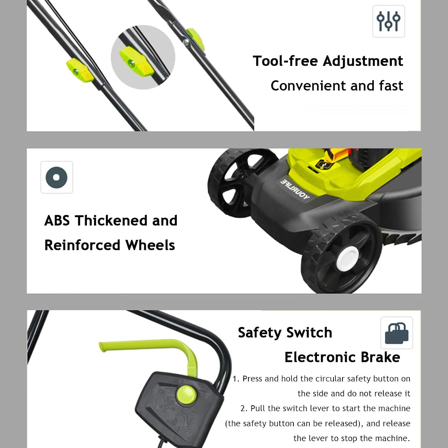 Electric Lawn Mower, Self-Propelled Cordless Lawnmower with 2 * 4.0Ah Lithium Battery & Grass Collection Basket, 3 Heights Adjustment, Push Mower for Yard & Garden