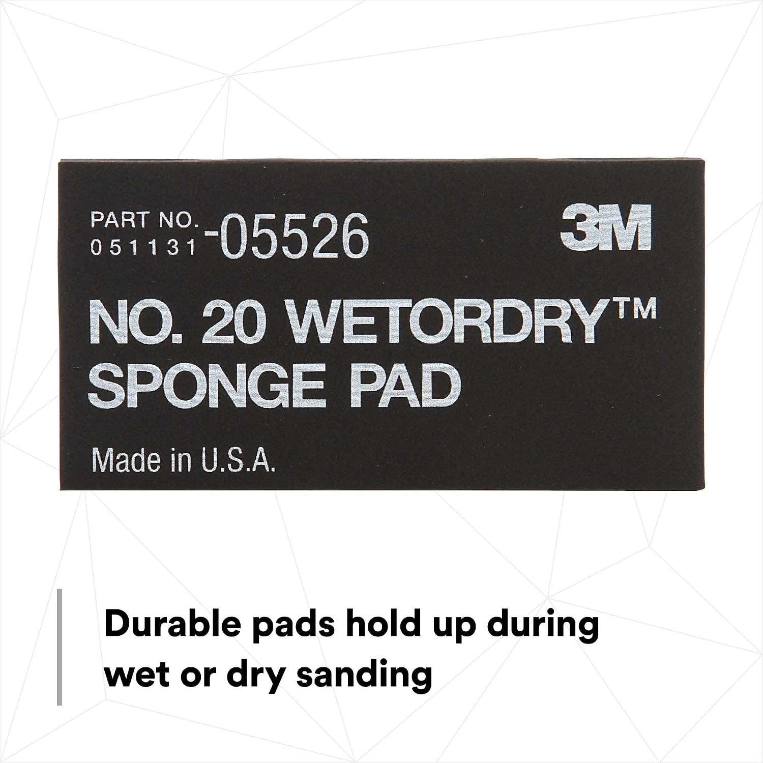 3M Wetordry Sponge Pad 20, 05526, 5-1/2 in x 2-3/4 in x 3/8 in, 5 Pack, Flexible, Long Lasting