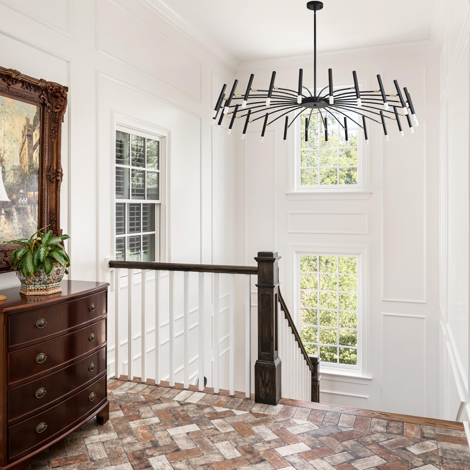 Sputnik Chandelier w/ G9 Sockets, Dia.53' Tree Branch Black Light Fixture | Lighting Direction Adjustable, 15'-47' Height Adjustable