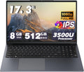 17 Inch Laptop with 3500U, 8GB RAM, 512GB SSD, FHD IPS Display, Backlit Keyboard, Webcam,RJ45, Dual Wi-Fi, Bluetooth 5.0, HDMI, USB 3.0, Type-C