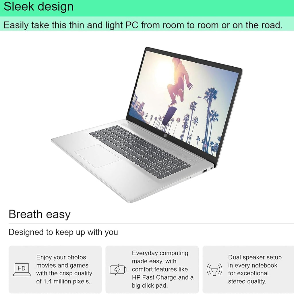 HP 17.3 Laptop Computer for Business - Intel 10-Core i5 1334U (Up to 4.6 GHz), 64GB RAM, 2TB PCIe SSD, HD+ (250 BrightView nits), Windows 11 Pro, Backlit KB, Fingerprint