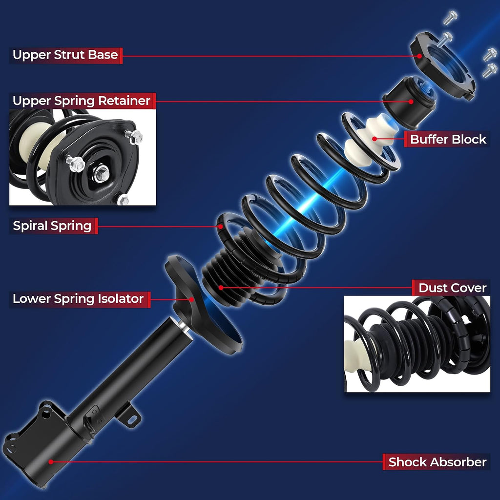 MOSTPLUS Front Pair Complete Strut Spring Assembly Compatible for 2002-2007 Saturn Vue Replaces 172217 172218 Left & Right Shock Coil
