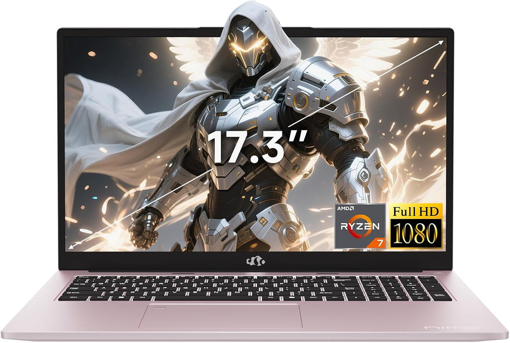 NIMO 2025 Gaming-Laptop, 17.3' FHD-Laptops with AMD Ryzen 7 7735HS (Up to 4.75GHz, Beats i7-12650H), 16GB DDR5 512GB SSD Computer with Backlit KB 100W Type-C Radeon 680M Fingerprint