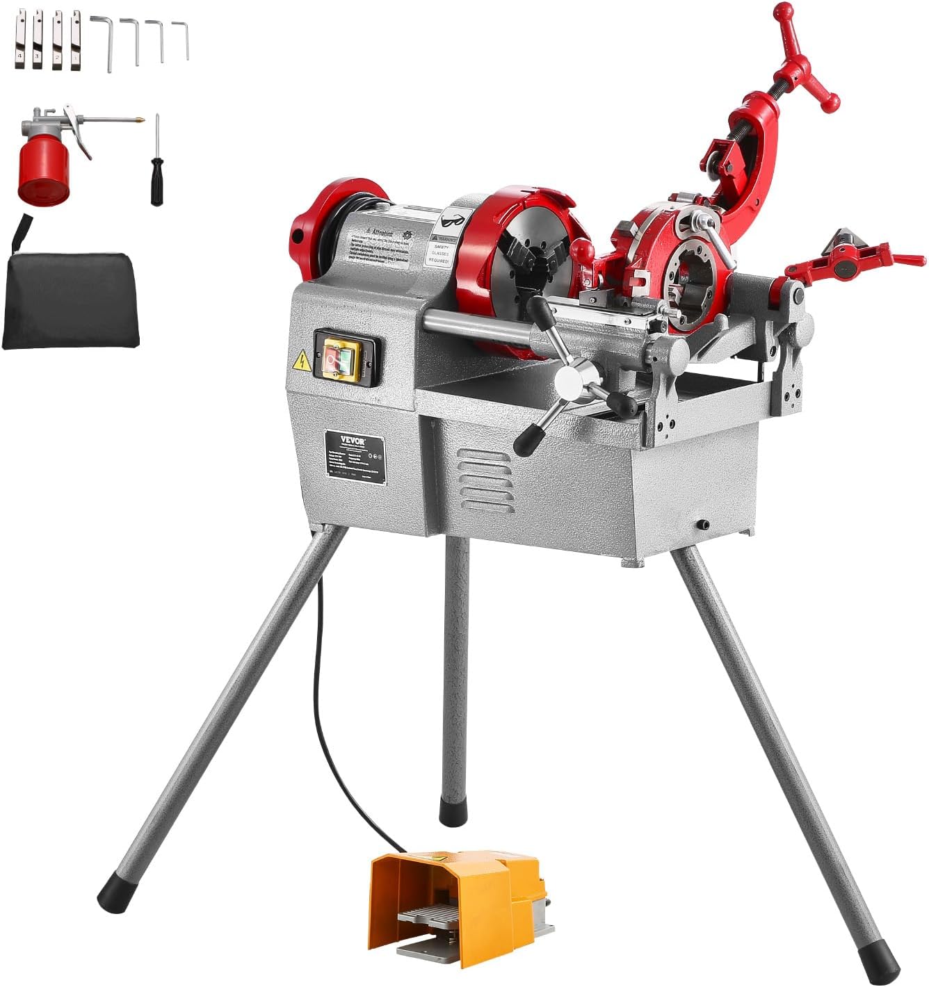 VEVOR Electric Pipe Threader Machine, 750W 28RPM Threading Cutting Machine, 1/2 to 2 inch Pipes Threading Cutter Tool with Foot Pedal for Plumbing, Automotive Repairs, Metalworking