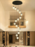 H138in Foyer Chandelier Staircase Chandeliers for High Ceiling Black Pendant Light Fixture 14-Lights Crystal Chandelier Lighting Fixture for Living Room Staircase Villa