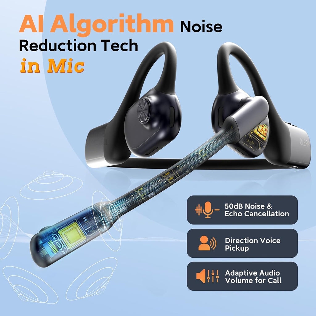 P200b Pro Wireless Headset with Microphone for Work, Open Ear Bluetooth Headphones with AI Noise Cancelling, Clear Calls and Meetings, One-Key Mute, USB Dongle for Phone, Laptop, PC