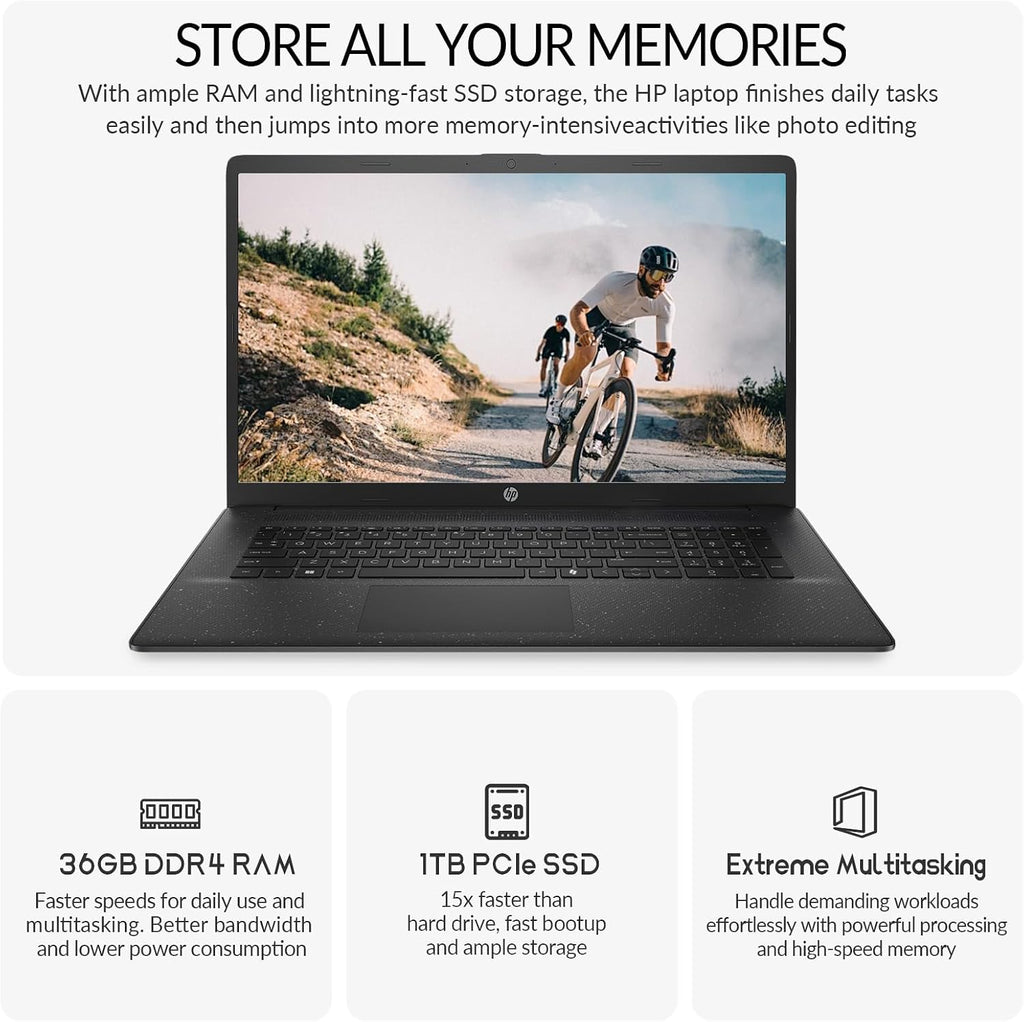 HP 17 Laptop Computer, 17.3' FHD IPS Large Screen Laptop PC, Intel Core i5 (10-cores), Windows 11 Pro, 10-Key Number Pad | 16GB RAM 1TB SSD