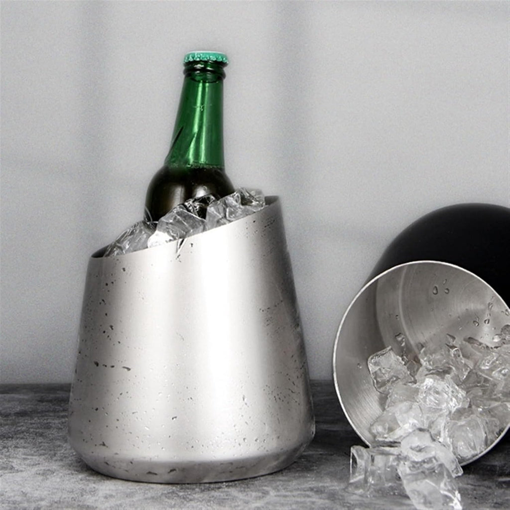 Portable Stainless Steel Ice Bucket Champagne Red Wine Bar KTV Home Beer Small Decorative Ornaments Party