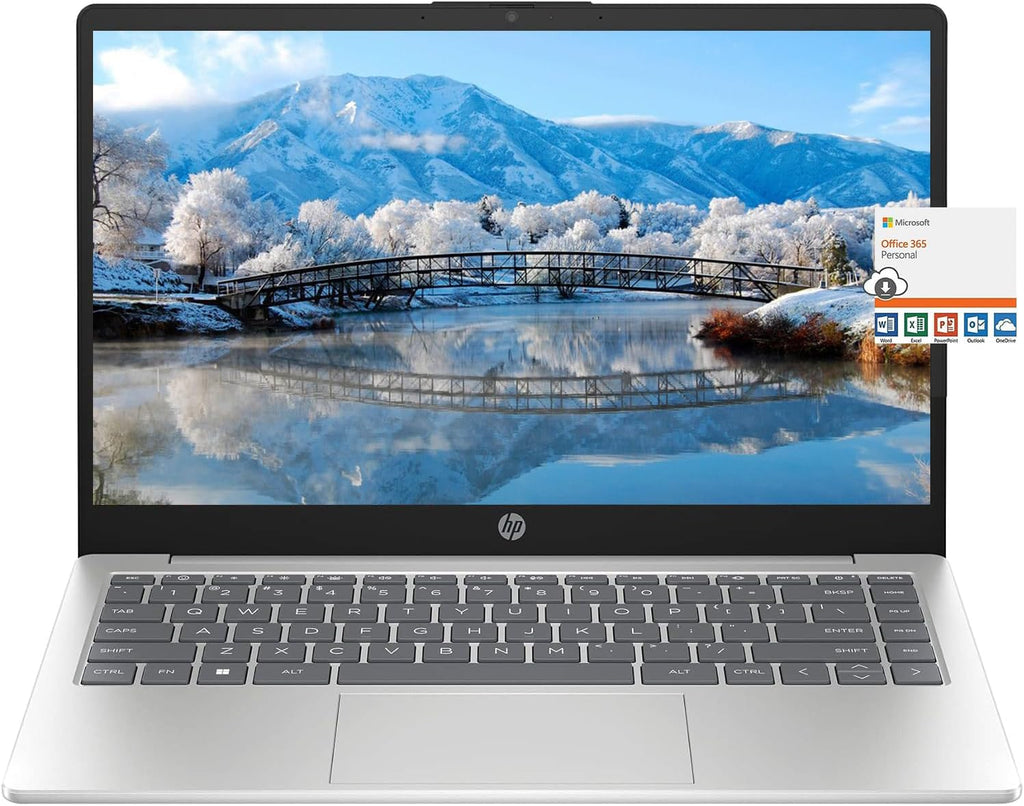 HP 14 FHD Laptop Computer, Intel Quad-Core Pentium N200 (Beat i5-8250U), 16GB RAM, 1TB SSD, WiFi, Webcam, Fast Charge, Backlit Keyboard, 1 Year Microsoft Office 365, Win 11, w/GM Accessory
