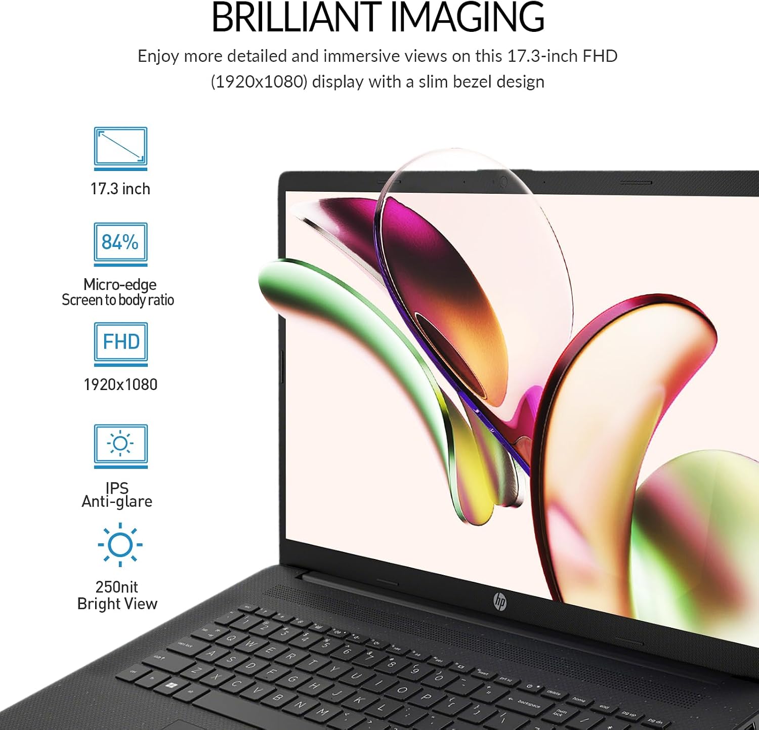 HP 17 Laptop Computer Notebook, 17.3' FHD IPS Large Screen Laptop PC, Intel 10-Core i5, Windows 11 Pro | Lifetime Office |10-Key Number Pad | 32GB RAM 1TB SSD