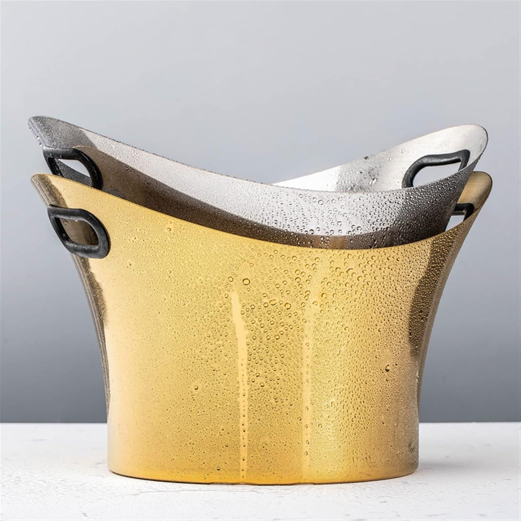 Ice Buckets Stainless Steel Ice Bucket Household Red Wine Champagne Ice Wine Bucket Bar Reception KTV Special Ice Wine Bucket Ice Bucket Kits (Color : B)