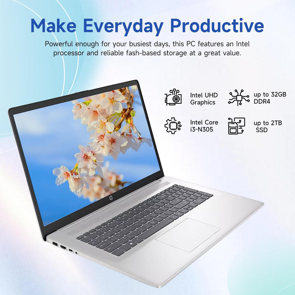 HP 17.3' Touchscreen Laptop for Home, Students, Lifetime Office 365 for The Web, Intel i3 CPU, 16GB RAM, 1TB PCIe + 128GB eMMC SSD, w/Copilot, Webcam Privacy Shutter, Wi-Fi 6, Win11 Home, No Mouse