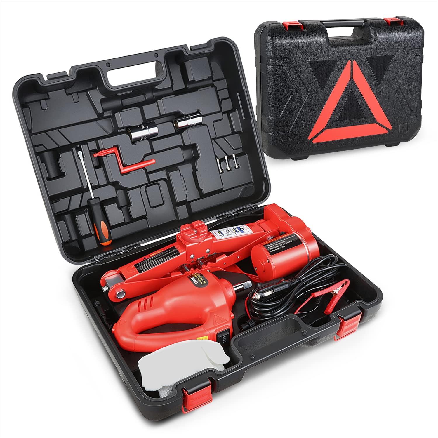 DNA Motoring 3T Portable Electric Scissor Lift Jack Kit - 4.7'' - 13.8''(12-35cm) 12V Lifting Range Electric Car Jack & Impact Wrench for Auto Sedan SUV Repair, TOOLS-00281