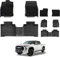3W Floor Mats & Front Carpets Fit 2022-2026 Toyota Tundra (Only for CrewMax Cab), SR/SR5/TRD PRO/Limited/Platinum/Castone Custom Fit All-Weather TPE Front & Rear Row Floor Liner Black