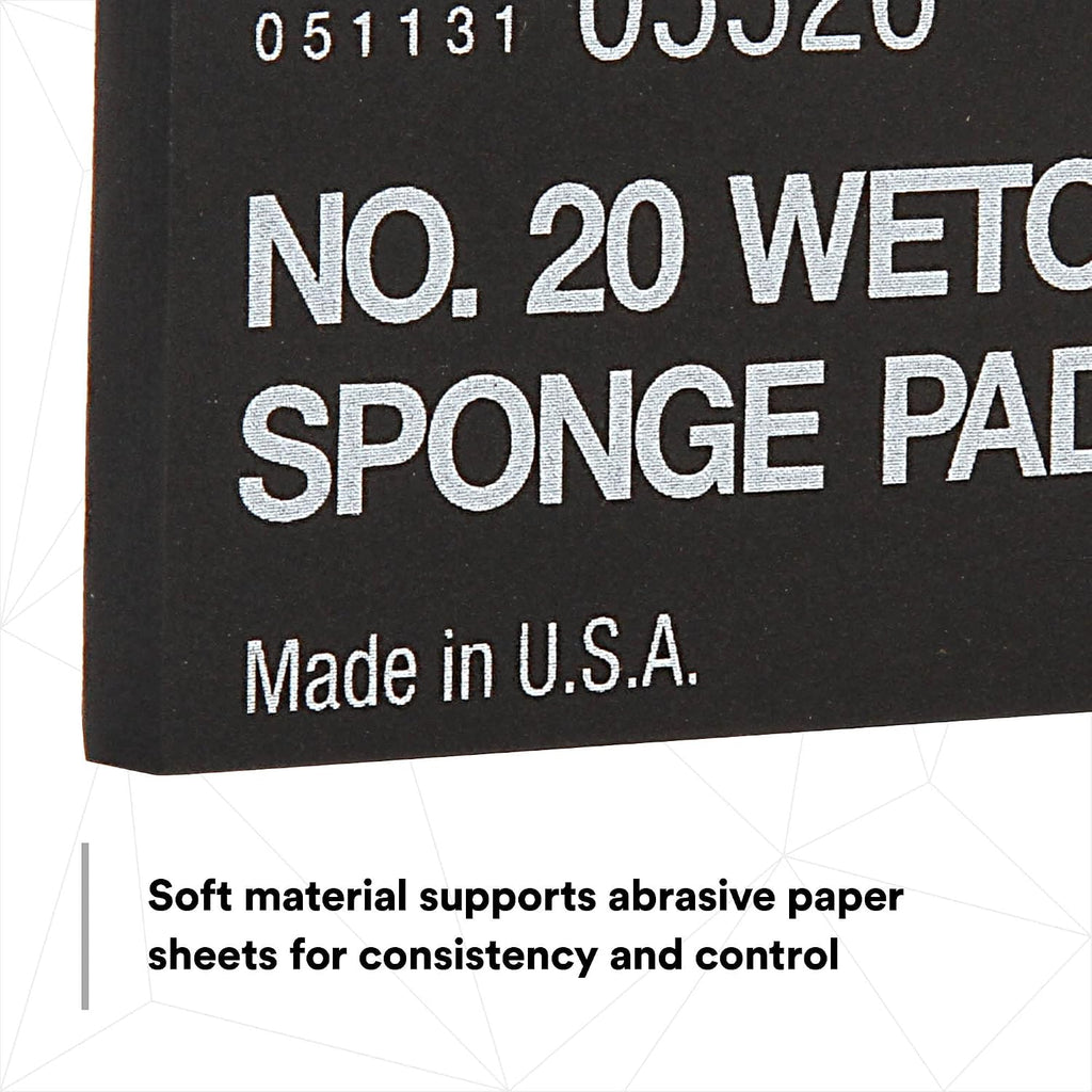 3M Wetordry Sponge Pad 20, 05526, 5-1/2 in x 2-3/4 in x 3/8 in, 5 Pack, Flexible, Long Lasting