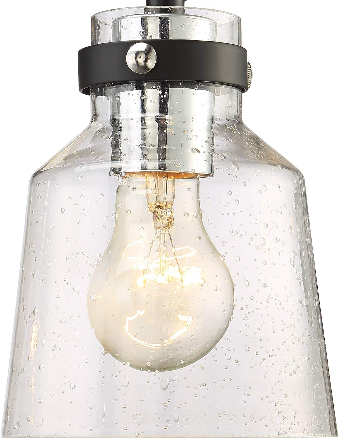 Possini Euro Design Broadway Modern Industrial Wall Light Black Painted Faux Wood Hardwired 23' 3-Light Fixture Clear Seedy Glass Shade for Cottage Core Bedroom Bedside Bathroom Vanity Living Room