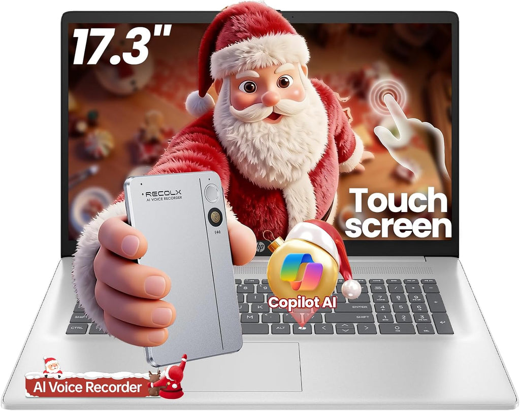 HP 17.3' Touchscreen Laptop, 13th Gen Intel 12-Core Ultra 7 255U, Copilot AI &12 Tops NPU, WiFi 6& BT 5.4, Fingerprint Reader, Backlit KB,32GB DDR5&1TB, Win 11 Pro with AI Voice Recorder