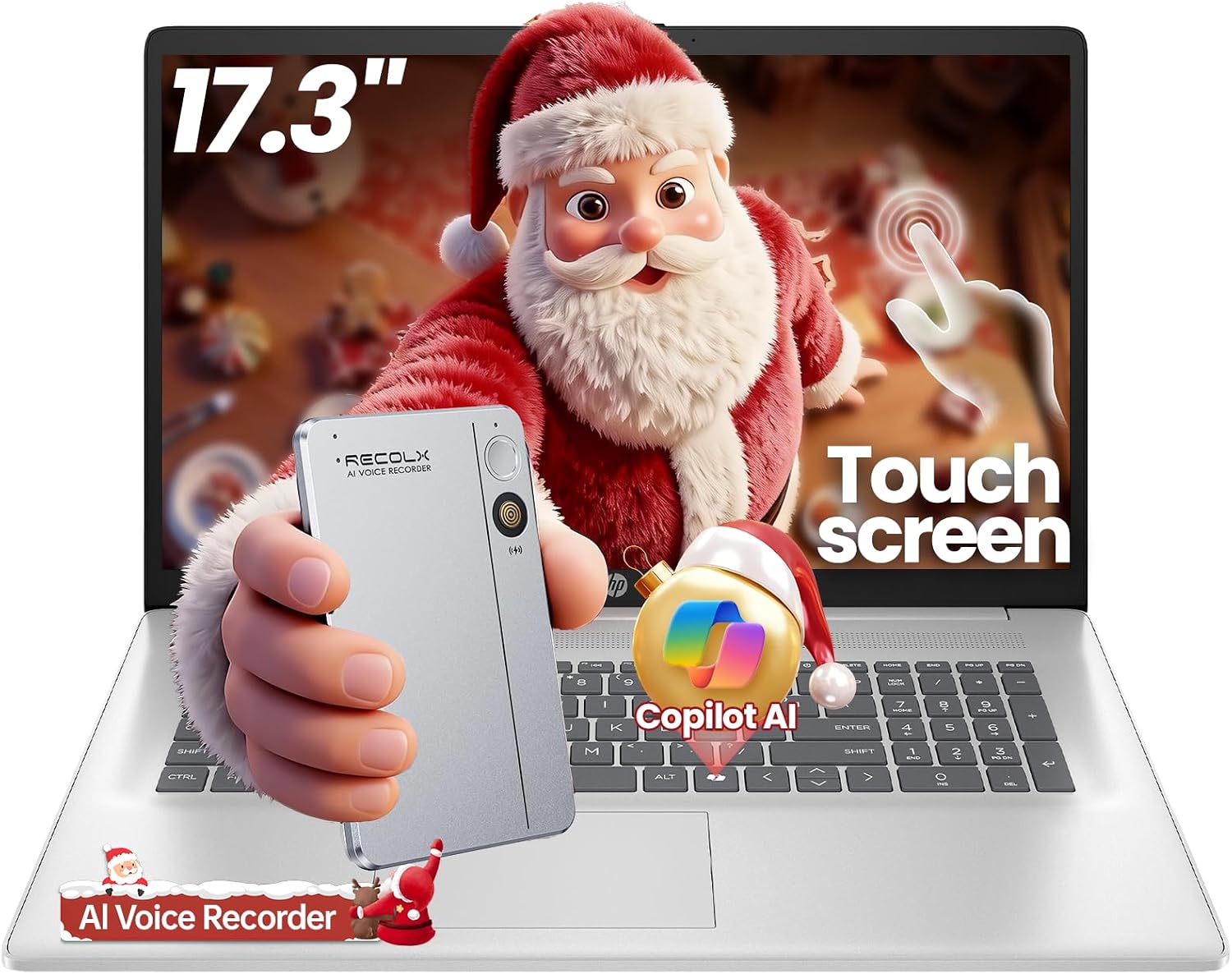 HP 17.3' Touchscreen Laptop, 13th Gen Intel 12-Core Ultra 7 255U, Copilot AI &12 Tops NPU, WiFi 6& BT 5.4, Fingerprint Reader, Backlit KB,32GB DDR5&1TB, Win 11 Pro with AI Voice Recorder
