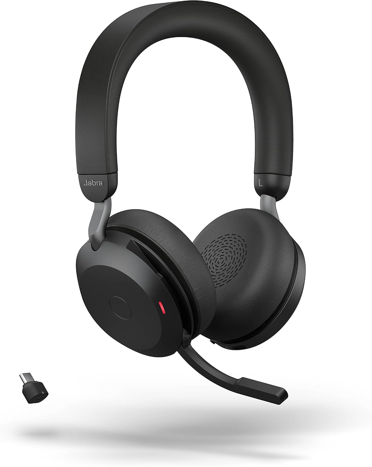 Jabra Evolve2 75 PC Wireless Headset with 8-Microphone Technology - Dual Foam Stereo Headphones with Advanced Active Noise Cancelling, USB-C Bluetooth Adapter and MS Teams-Compatibility - Black
