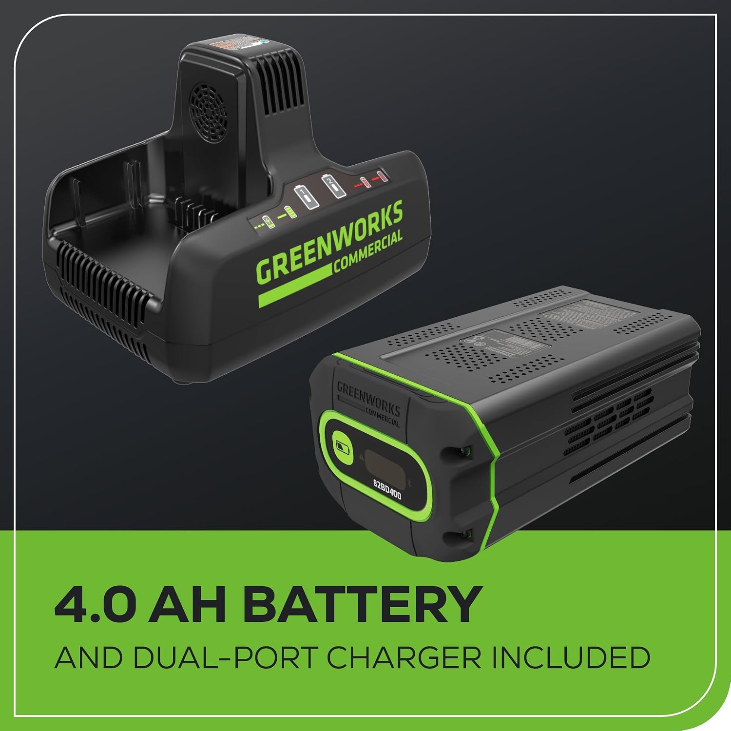 Greenworks 82V 18' Brushless (2.7 kW) Cordless Chainsaw (210 Cuts Per Charge), 4.0Ah Battery and Dual Port Rapid Charger (Great For Landscapers and Professionals)
