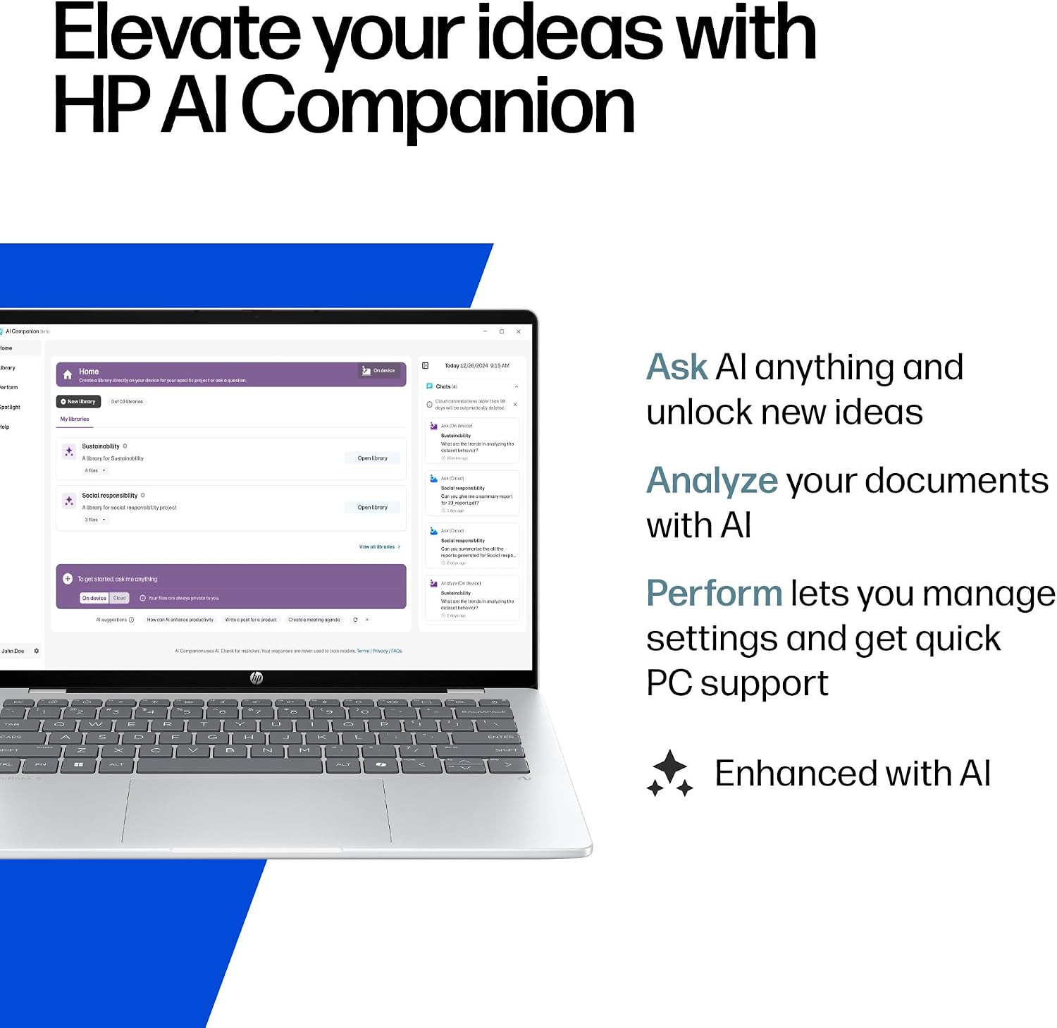 HP OmniBook 5 14 inch Next Gen AI PC, 2K Touchscreen, Snapdragon X Plus X1P- 42-100, 16 GB RAM, 512 GB SSD, Qualcomm Adreno GPU, Windows 11 Home, Copilot+ PC, Glacier Silver, 14-he0000nr