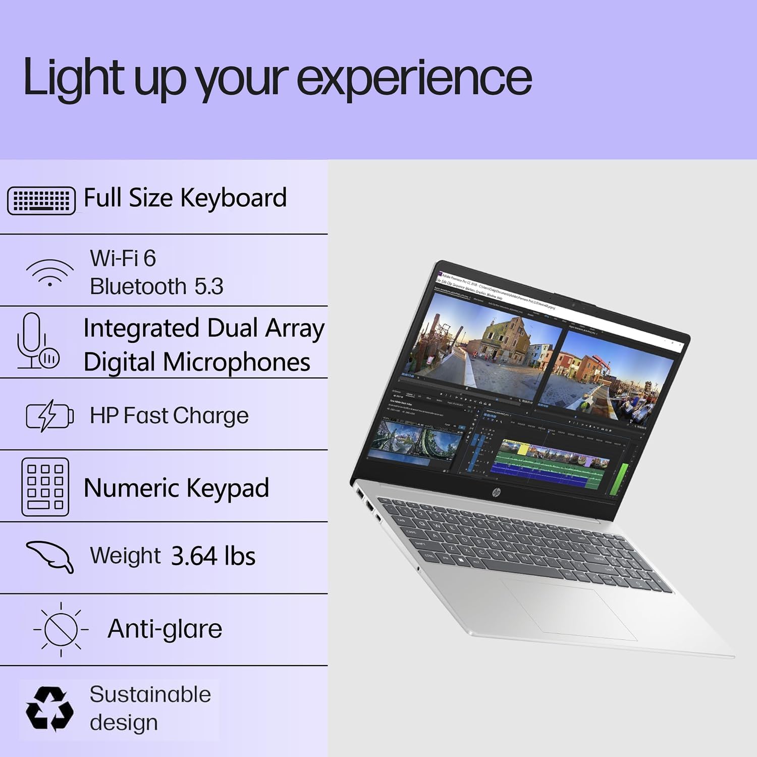 HP Pavilion 15' 2026 AI-Ready Laptop, Intel 4-Core N100, 8GB RAM, 256GB SSD, FHD Display, Numeric Keypad, Long Battery, Lightweight, Microsoft Office 365, Platinum White, Windows 11 Home, Type C RJ45