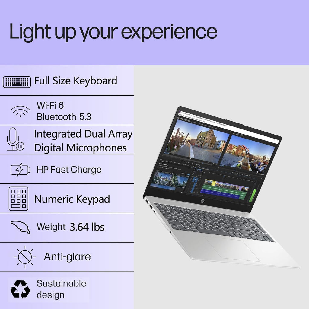 HP Pavilion 15' 2026 AI-Ready Laptop, Intel 4-Core N100, 32GB RAM, 1TB SSD, FHD Display, Numeric Keypad, Long Battery, Lightweight, Microsoft Office 365, Platinum White, Windows 11 Home, Type C RJ45